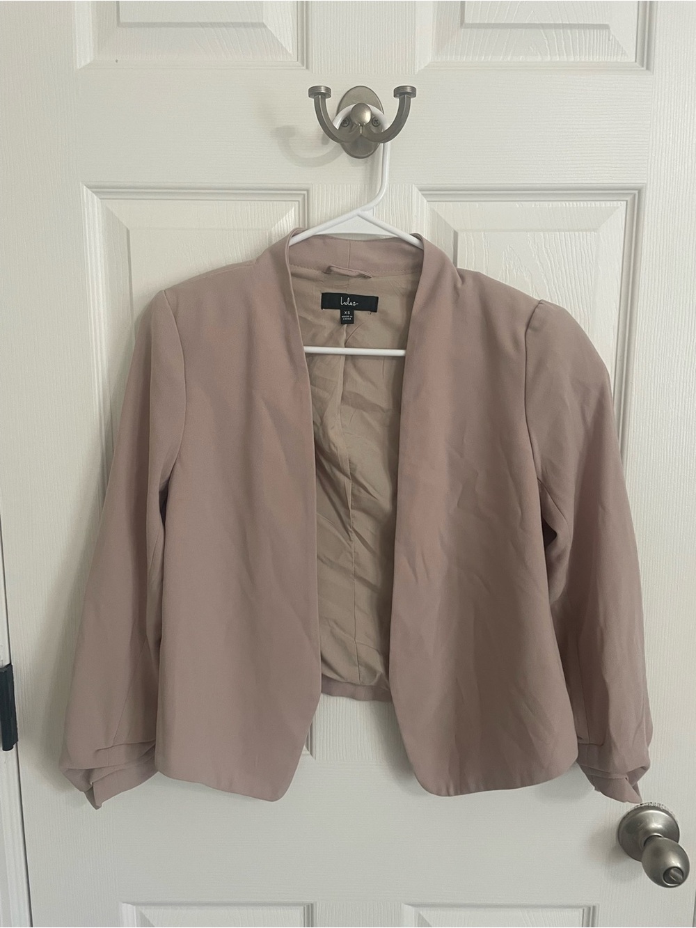 Lulu's Taupe Open-Front Tailored Blazer